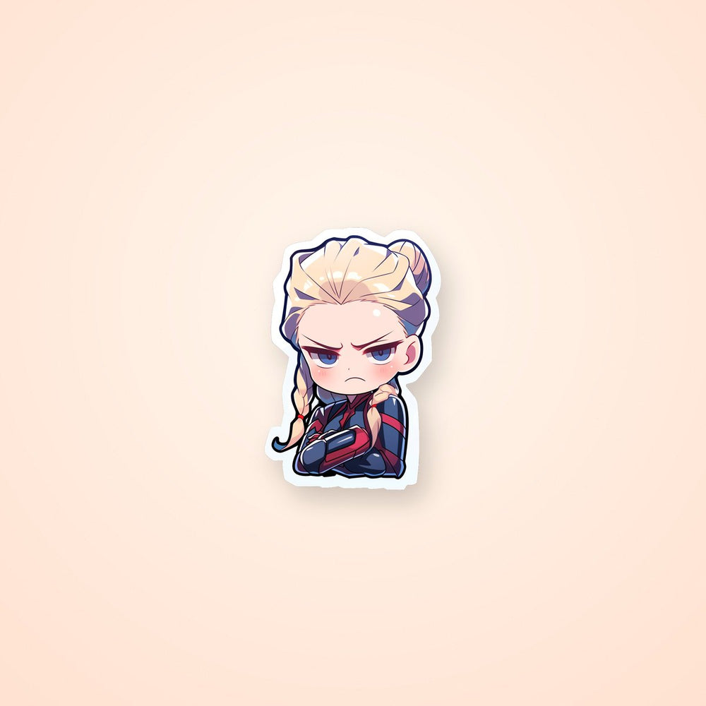 Chibi Angry Captain Marvel Sticker