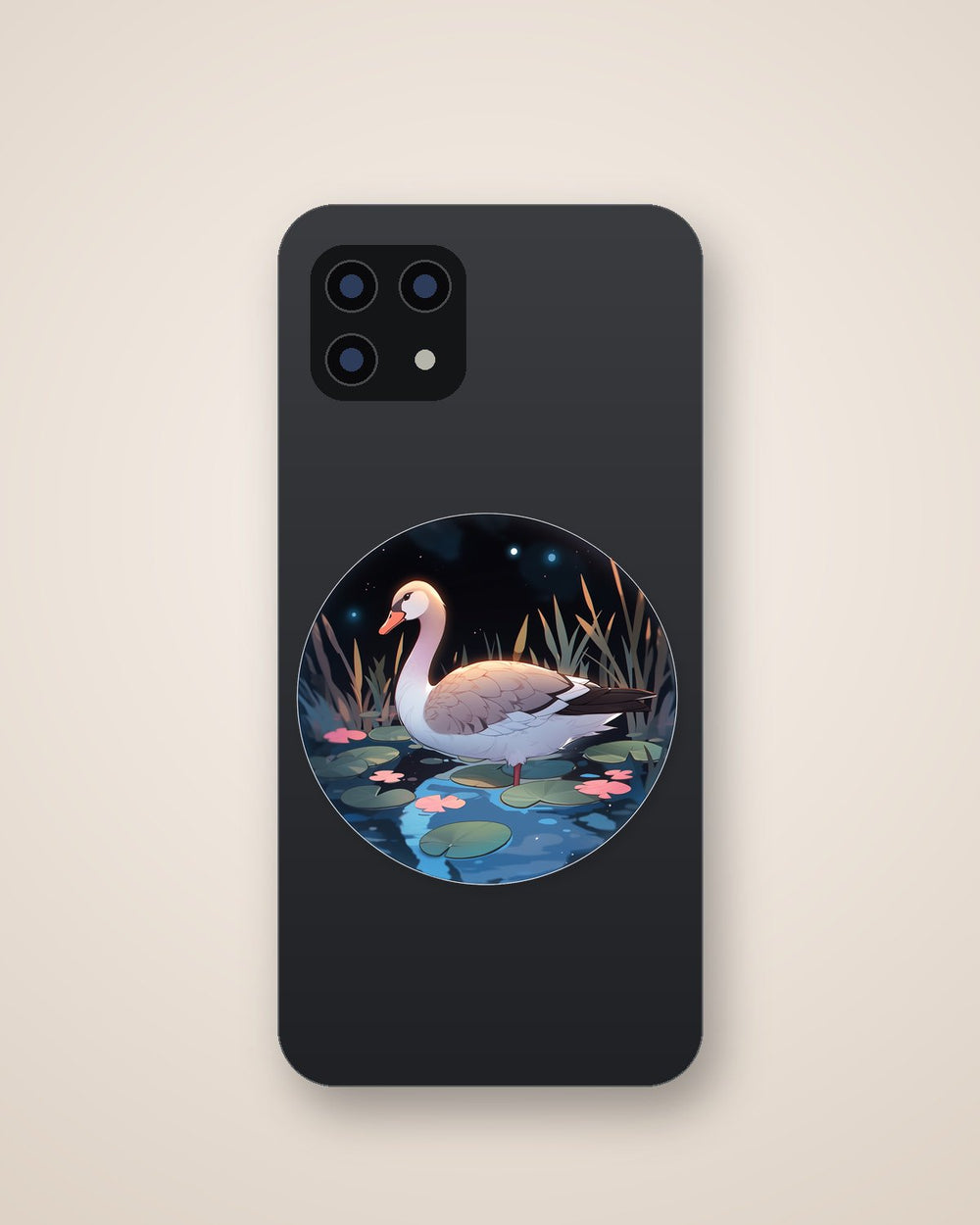 Goose on a Pond Round Sticker