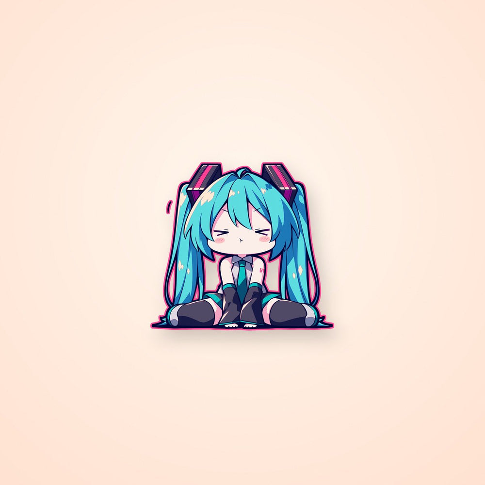 Hatsune Miku Chibi Crossed Arms Sit Clipart Sticker
