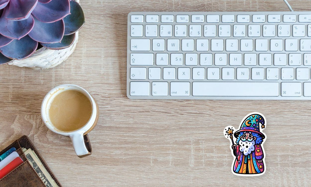 Colorful Wizard with Magic Wand Sticker