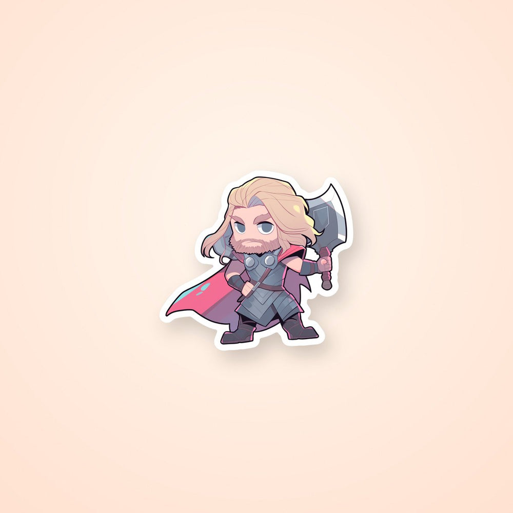 Cute Chibi Thor with Stormbreaker Sticker