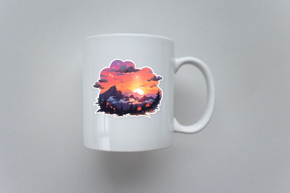 Orange Sunset in the Mountains Sticker