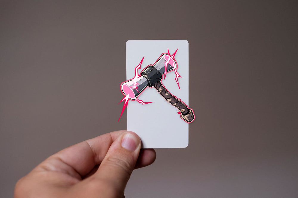 Hammer with Red Lightning Bolts Sticker