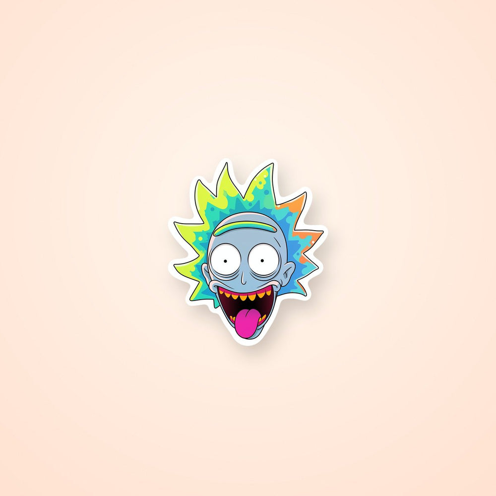 Trippy Rick Sanchez Head Tongue Out Sticker