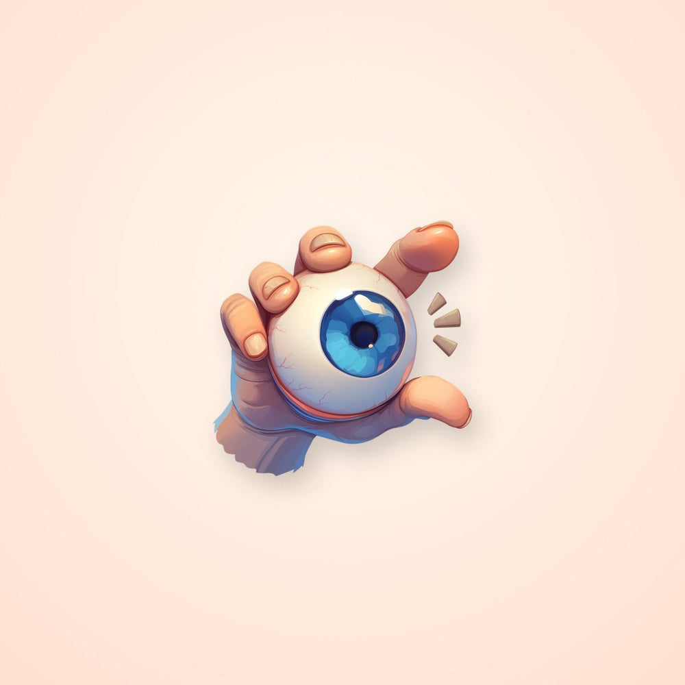 Hand Holding Blue Eyeball Sticker
