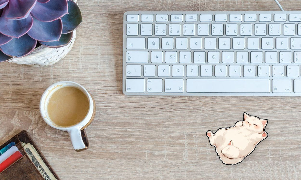 Lazy Chubby Cat Lying on Back Sticker