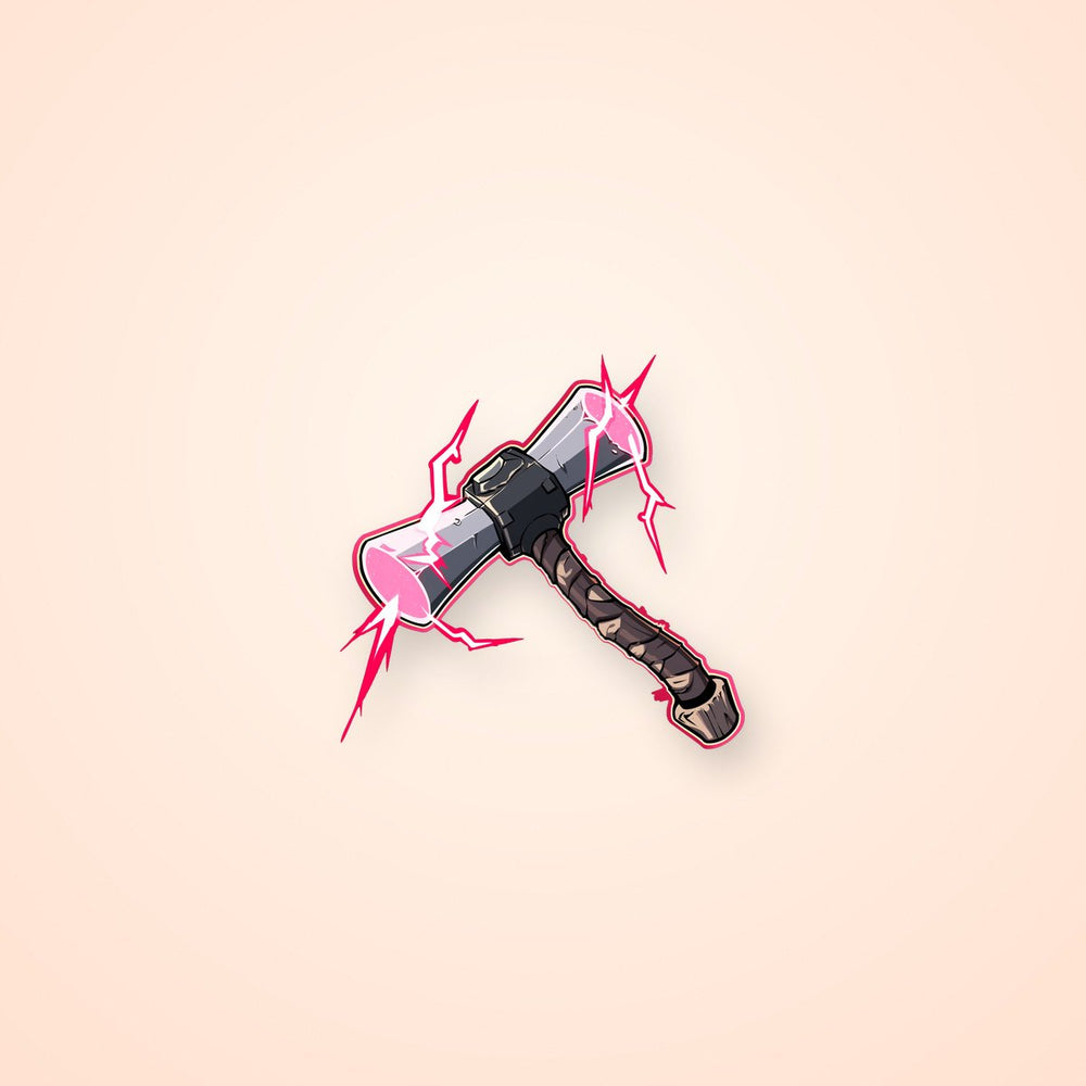 Hammer with Red Lightning Bolts Sticker