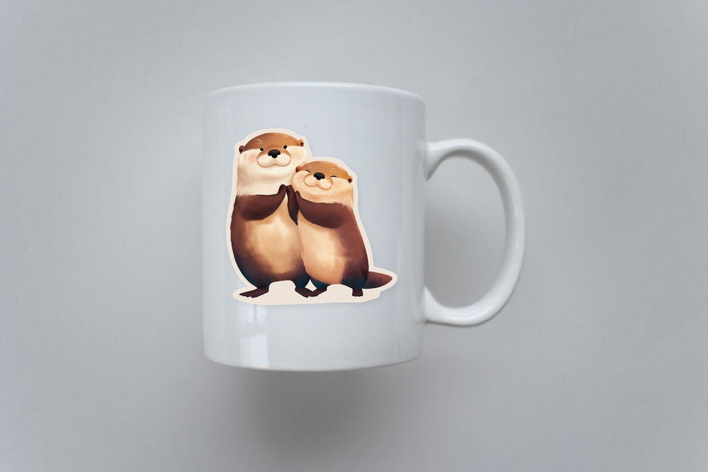 Cute Otters Holding Hands Sticker