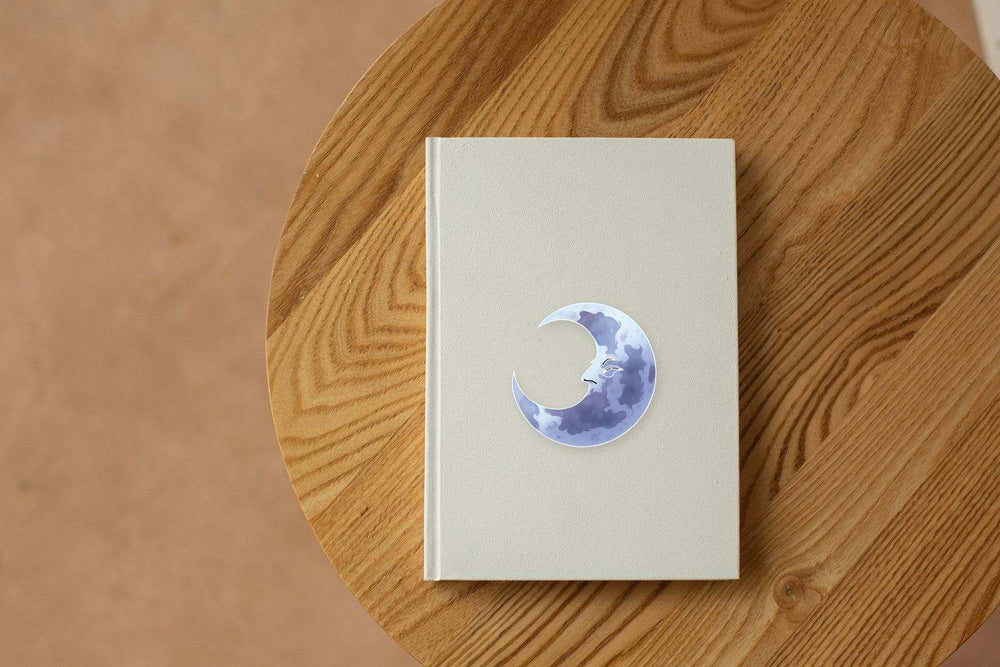 Grey Crescent Moon Sticker