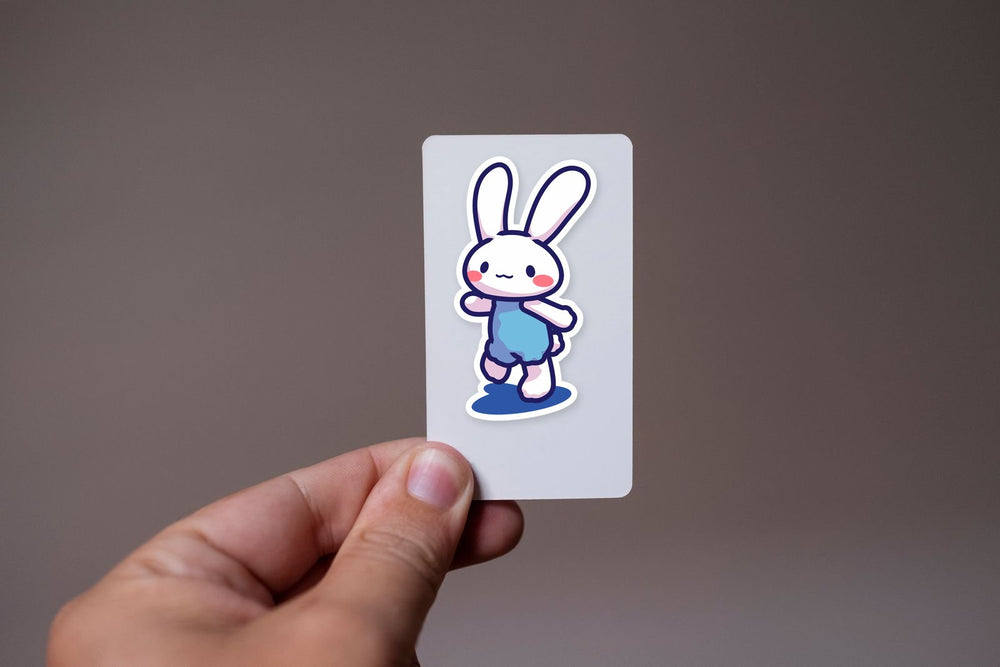 Cute Blue Bunny Kawaii Character Sticker