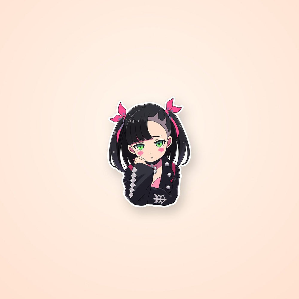 Sad Anime Girl with Green Eyes Sticker
