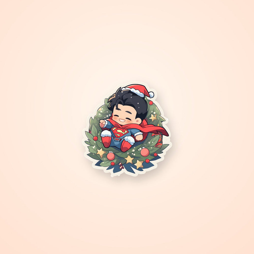 Chibi Superman Christmas Sticker