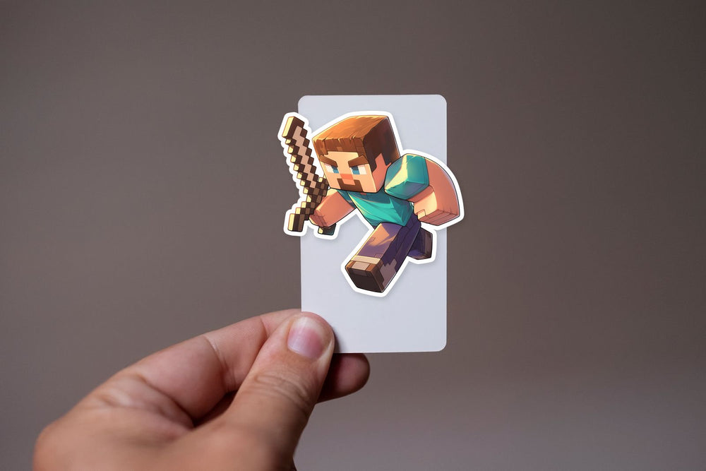 Minecraft Steve Running Sword Sticker