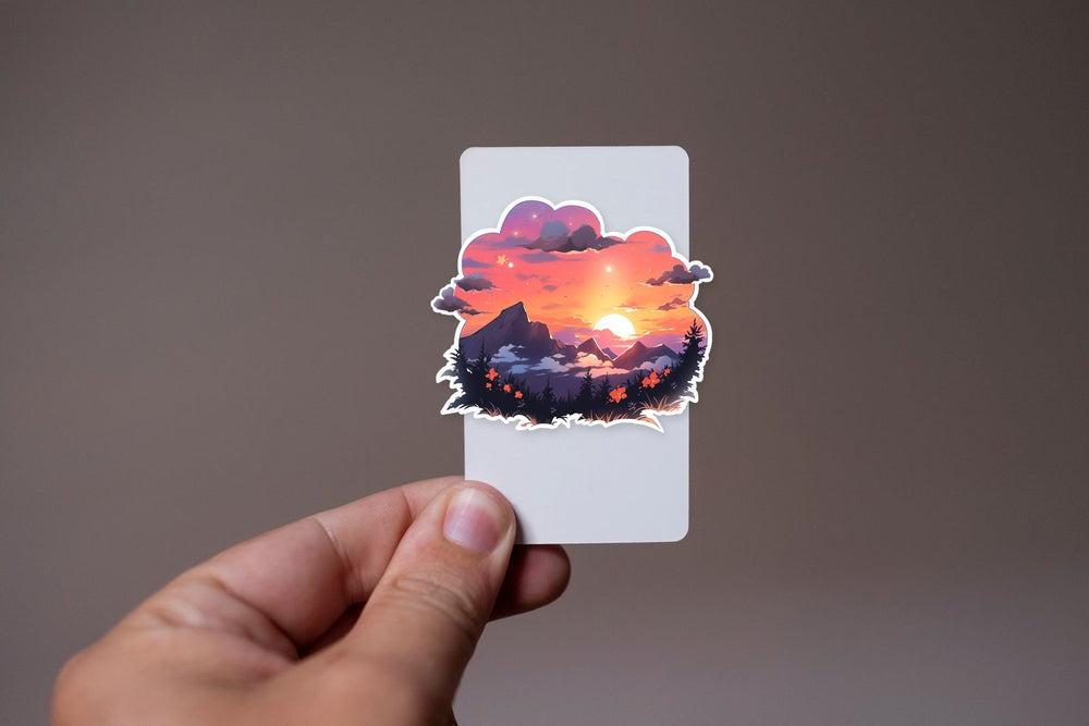 Orange Sunset in the Mountains Sticker