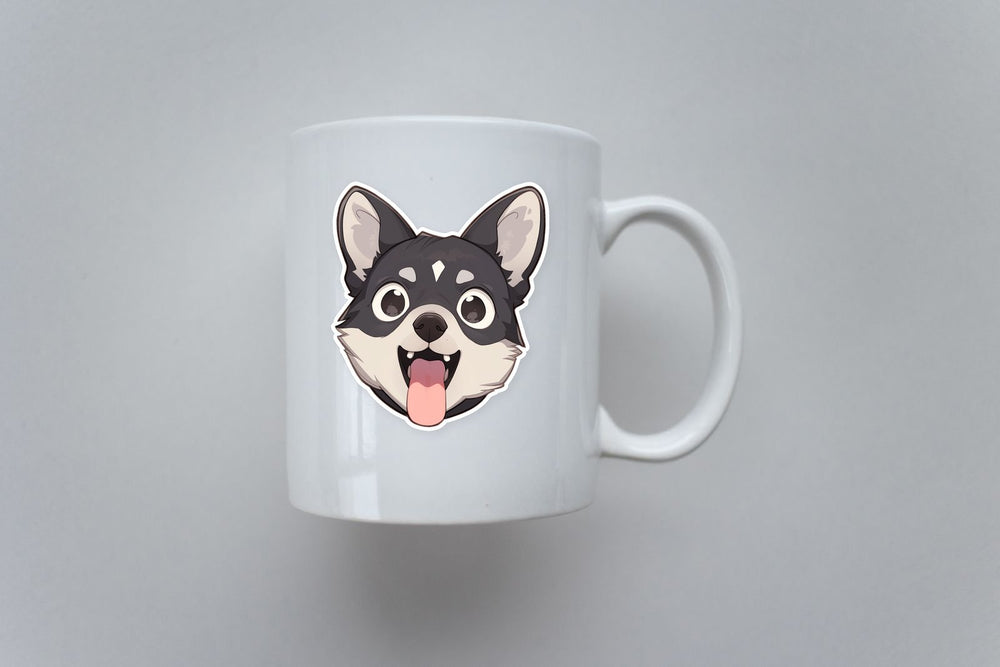 Cute Grey Puppy with Fluent Tongue Sticker