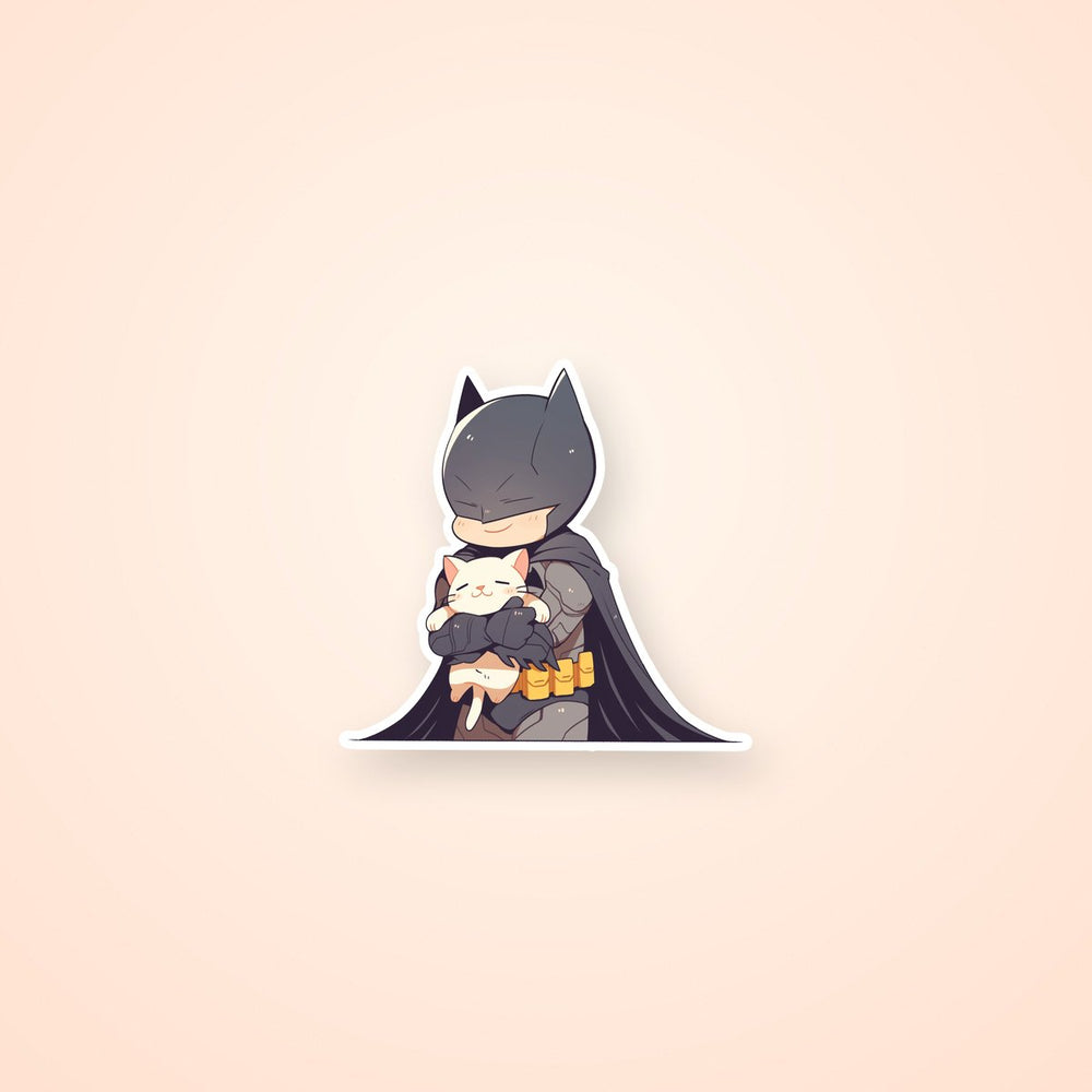 Chibi Batman Cat Cozy Sticker