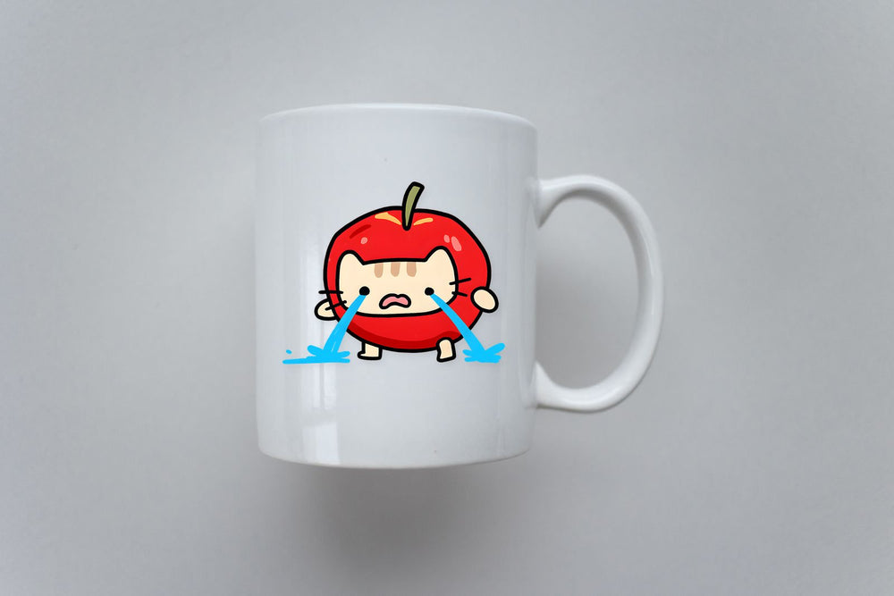 Crying Apple Cat Sticker