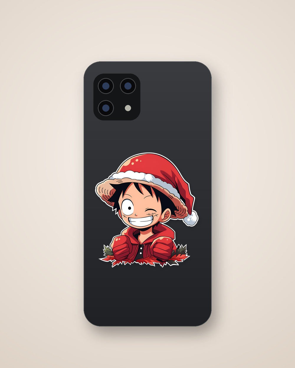 Funny Monkey D. Luffy in Christmas Outfit Sticker