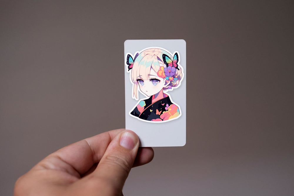 Anime Girl with Butterflies Sticker