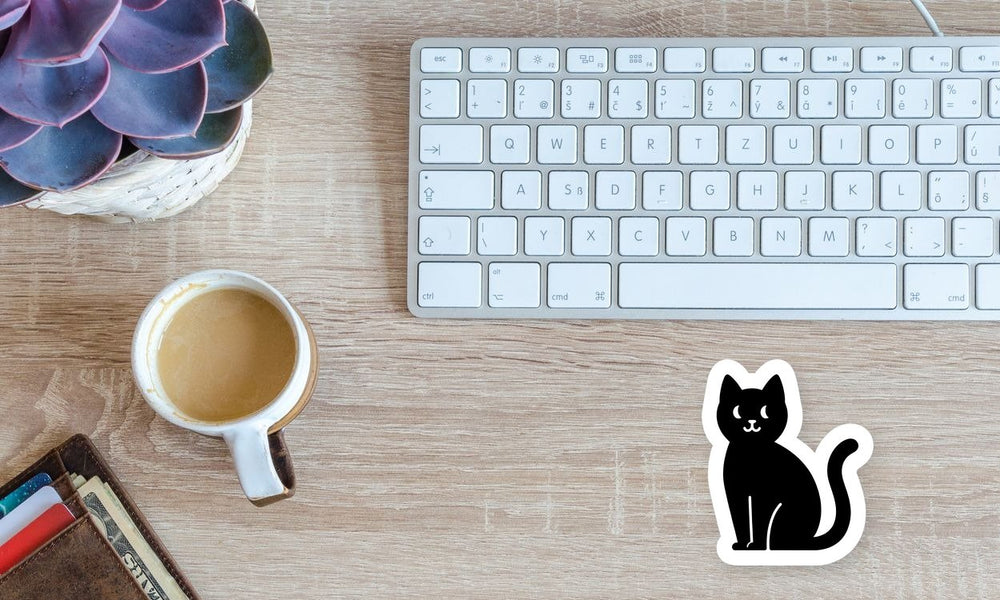 Black Cat Silhouette Minimal Sticker