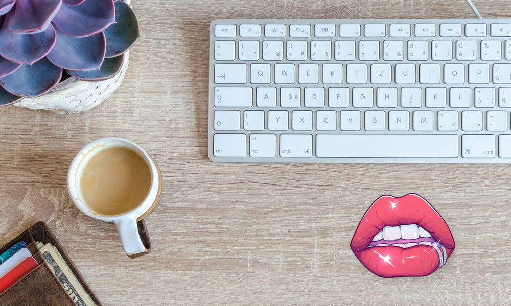 Baddie Glossy Pink Lips Bite Sticker