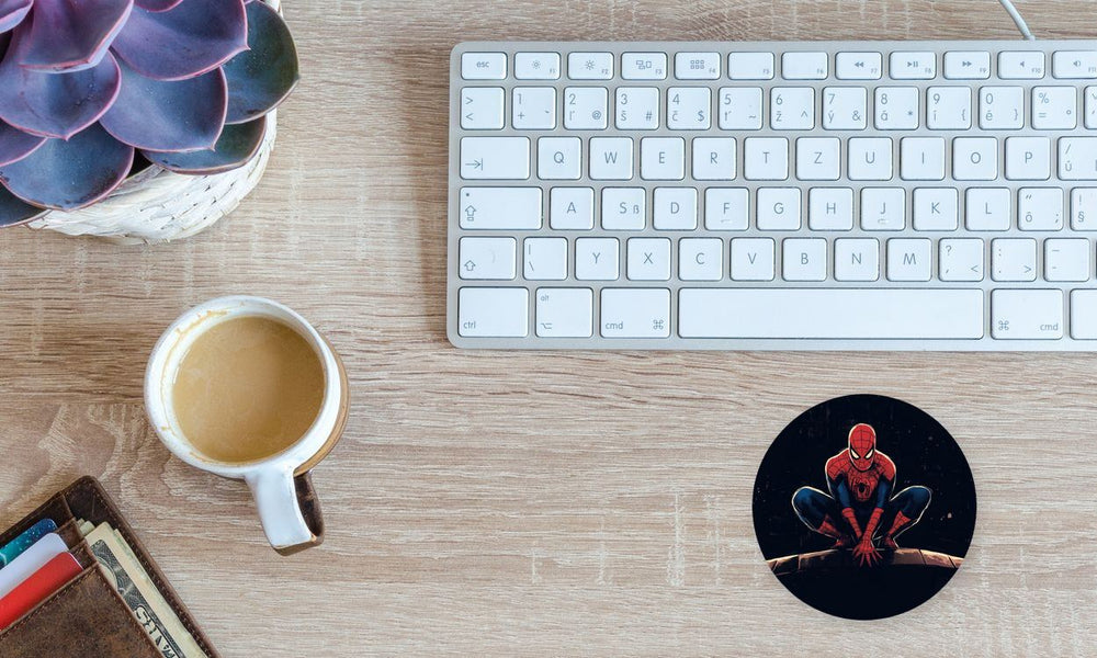 Spider-Man Crouching Round Sticker