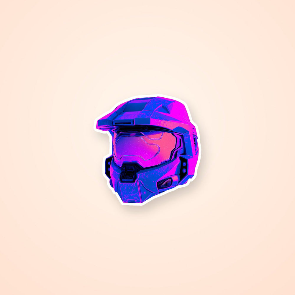 Cyberpunk Master Chief Helmet Neon Sticker