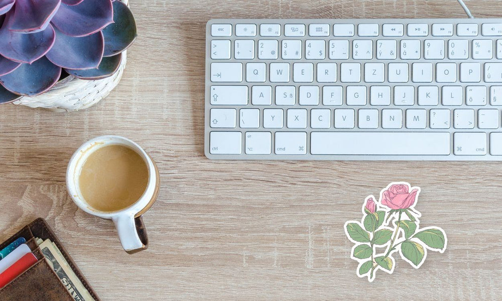 Vintage Pink Rose Botanical Sticker