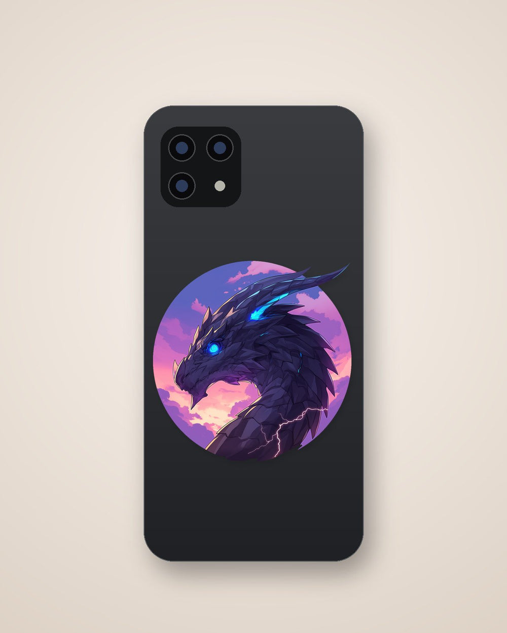 Fantasy Purple Dragon Round Sticker