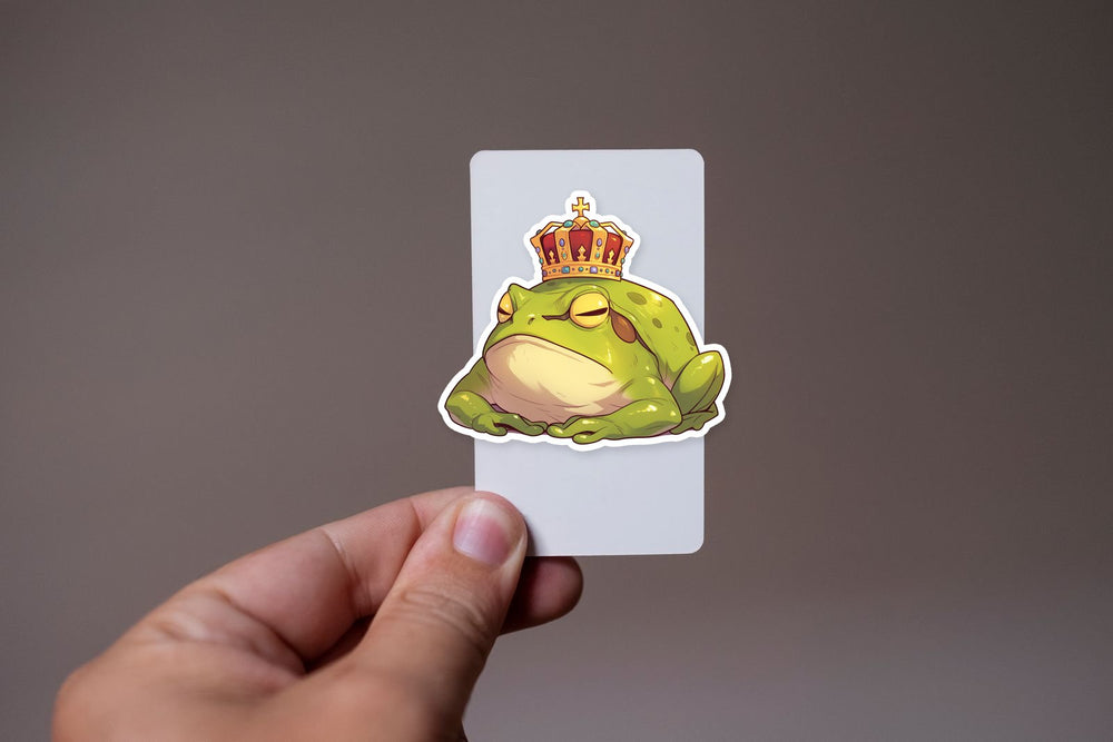 Grumpy Frog King Crown Sticker
