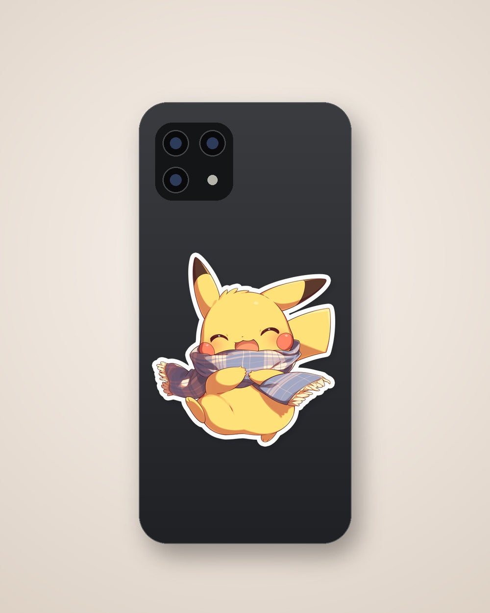 Pikachu Blue Scarf Cute Autumn Sticker