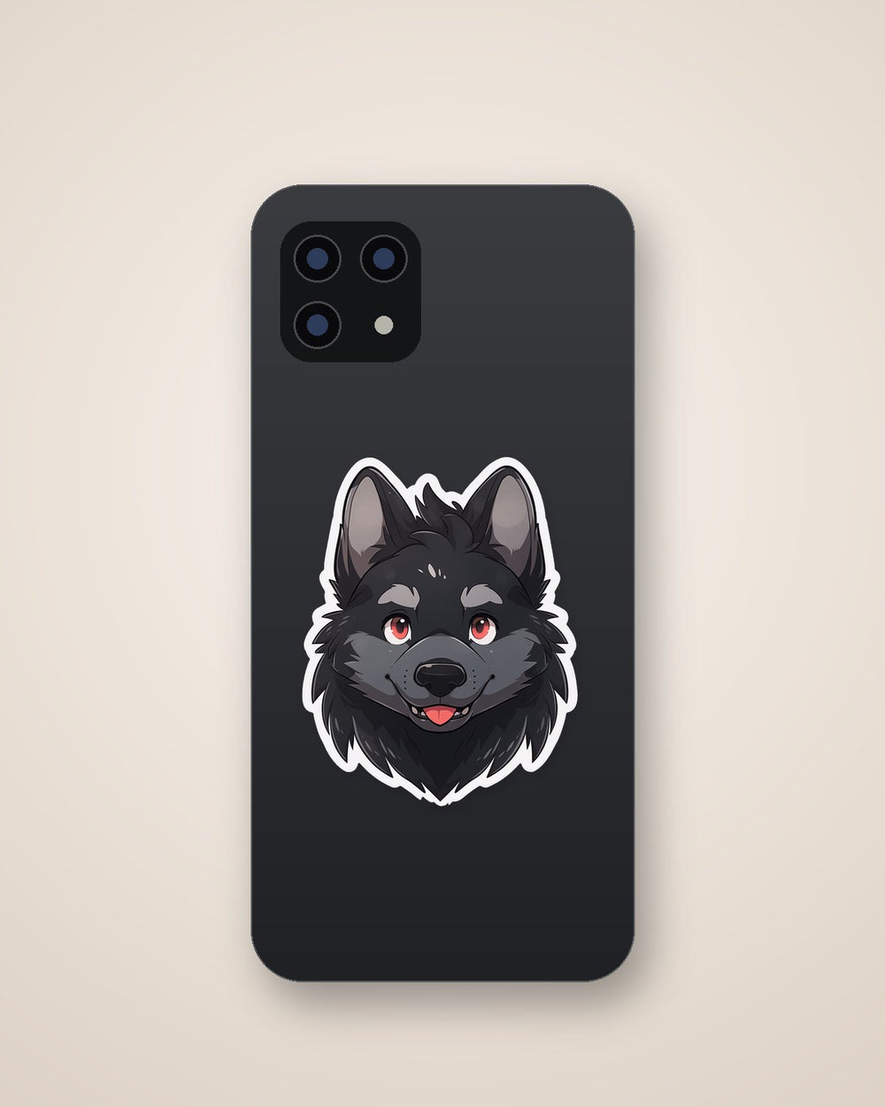 Black Cute Dog Head Sticker