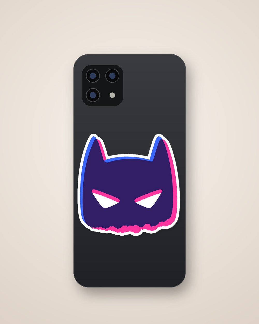 Neon Purple Evil Batman Face Sticker