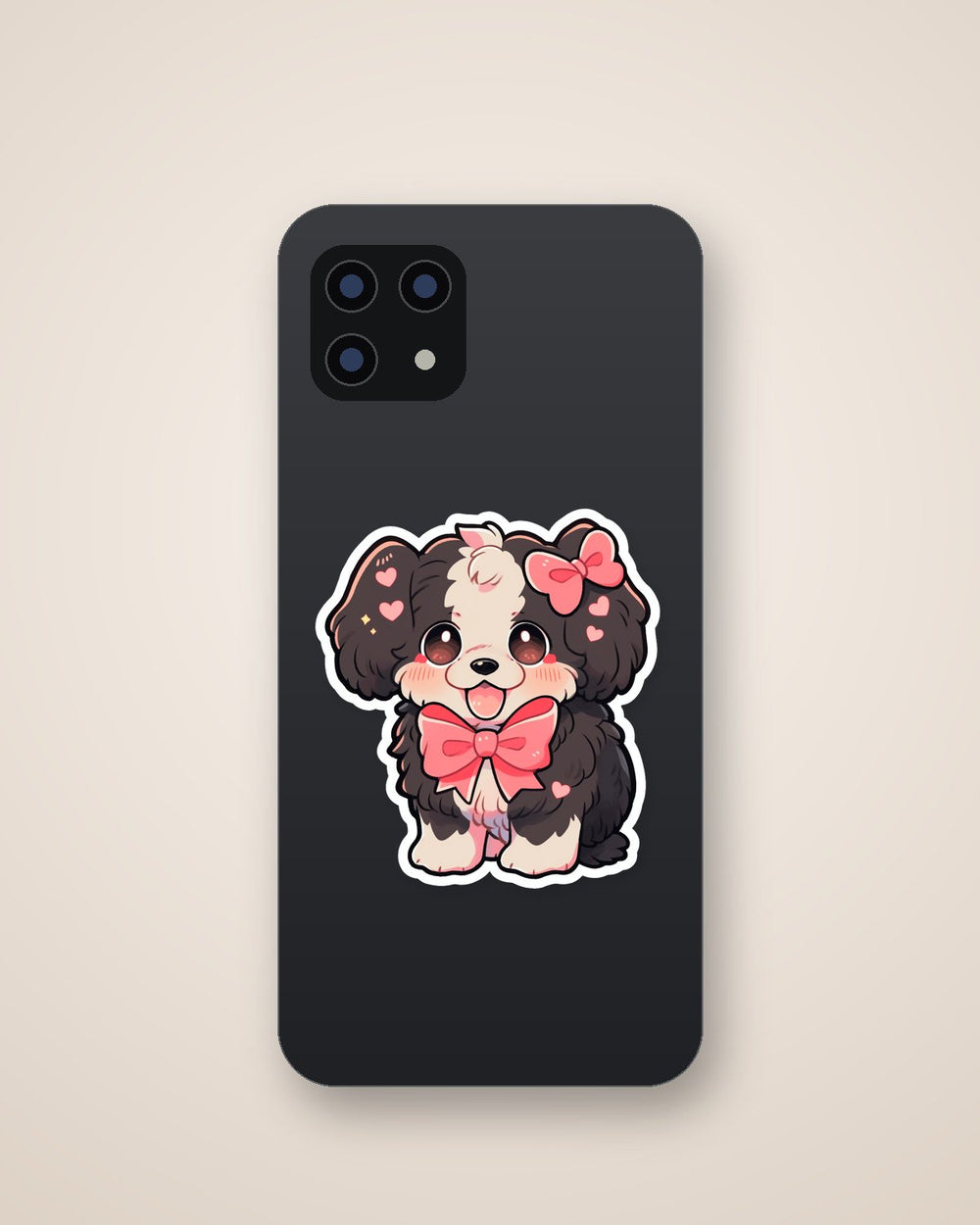 Cute Dog with Red Bow Sticker