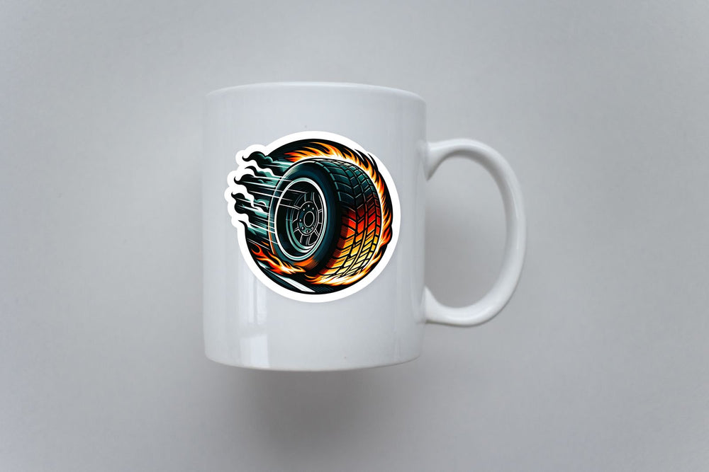 Burning Wheel in Motion Sticker