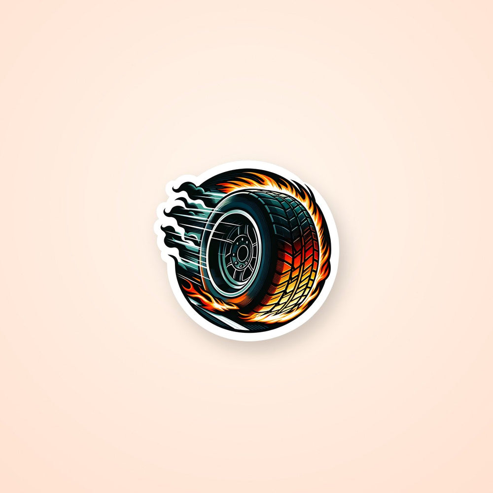 Burning Wheel in Motion Sticker
