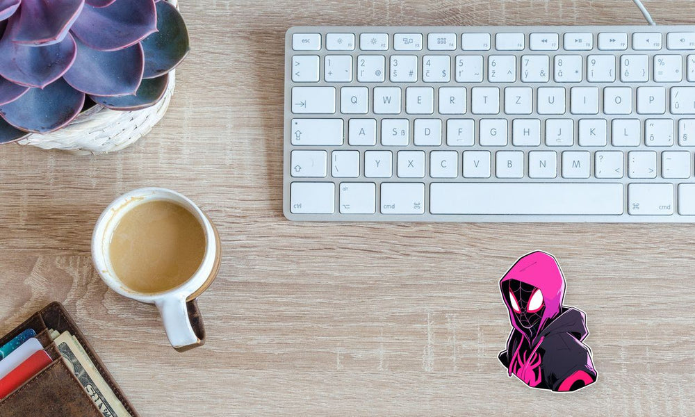 Miles Morales Bust Black & Pink Sticker
