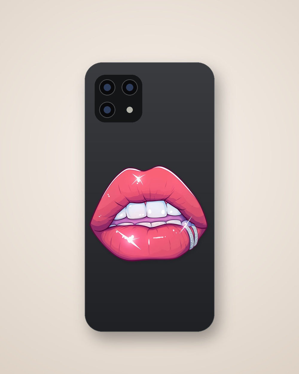 Baddie Glossy Pink Lips Bite Sticker