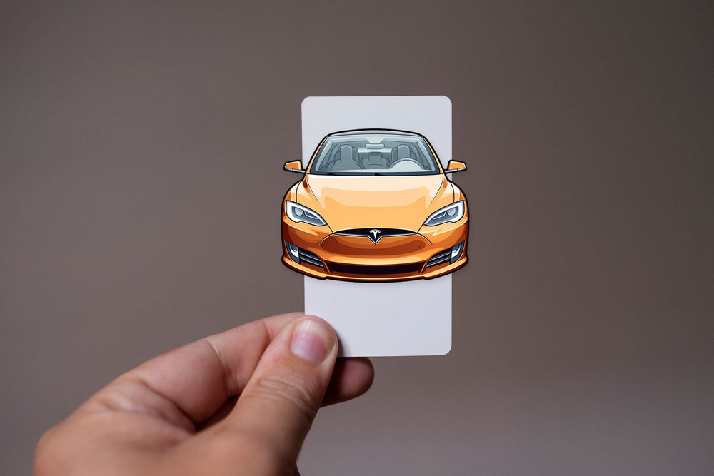 Orange Tesla Model S Front View Sticker