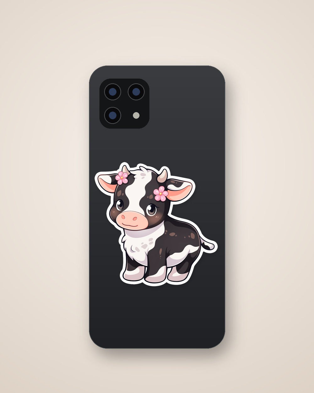Cute Baby Cow with Flowers Sticker