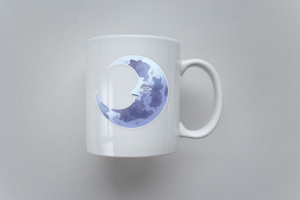 Grey Crescent Moon Sticker