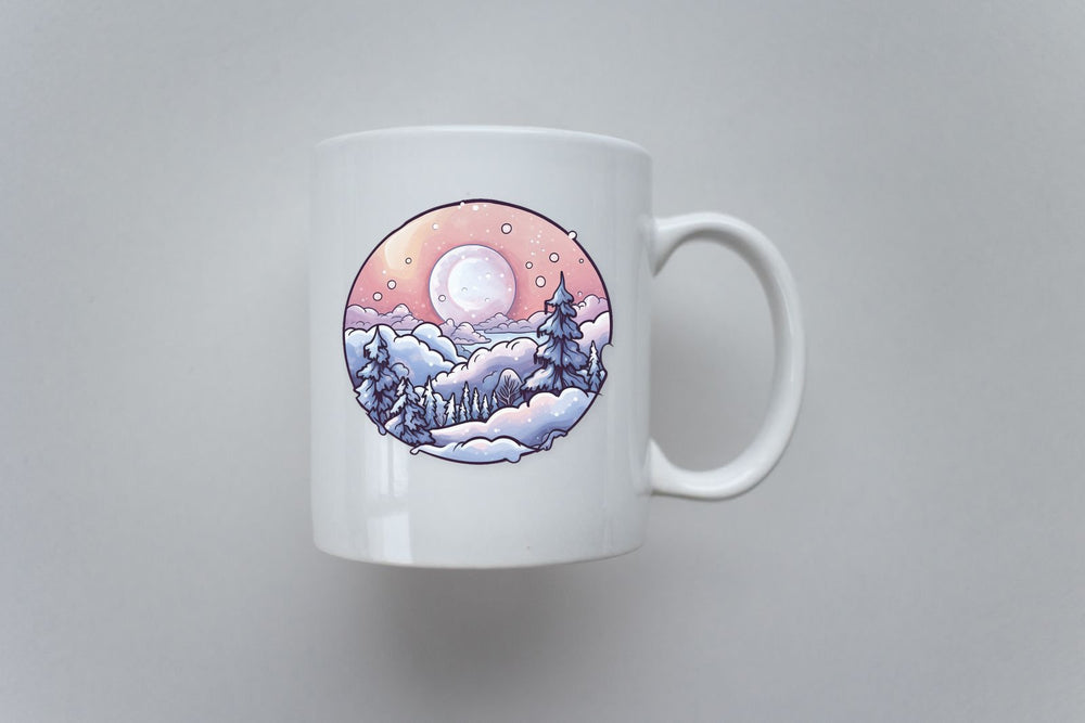 Aesthetic Winter Snowy Landscape Round Sticker