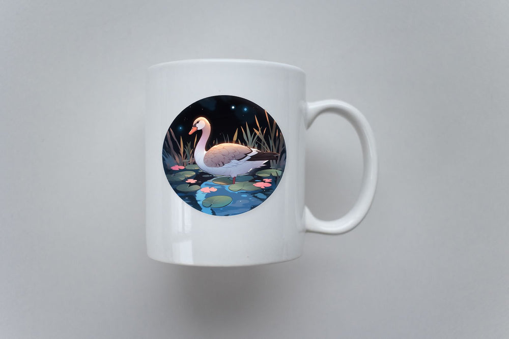 Goose on a Pond Round Sticker