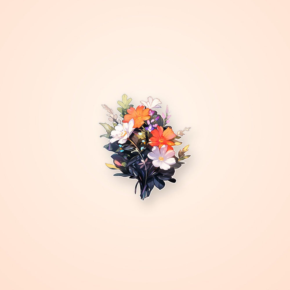 Beautiful Bouquet of White & Red Flowers Sticker
