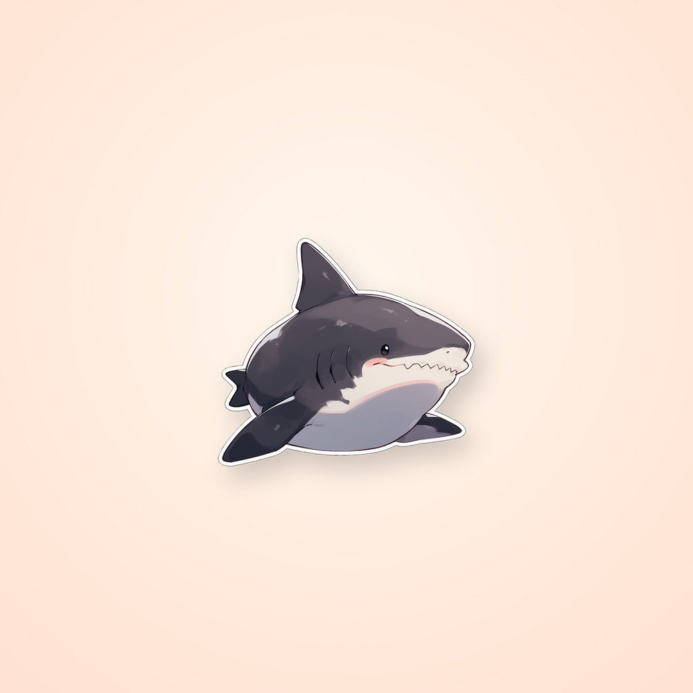 Fat White Shark Cartoon Sticker