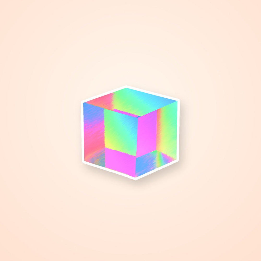 Crystal Cube Rainbow Holographic Sticker
