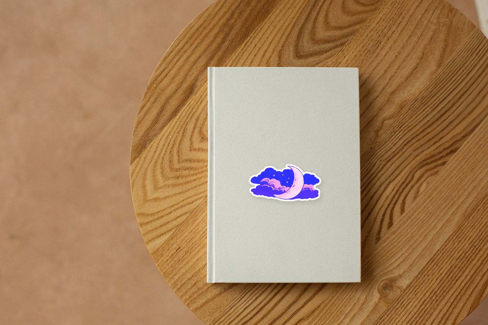 Magic Pink Moon Clouds Dreamy Night Sticker