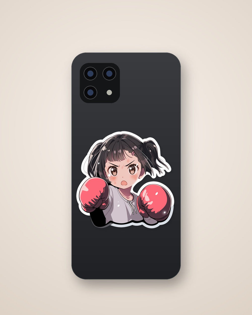 Angry Anime Girl in Boxing Gloves Sticker