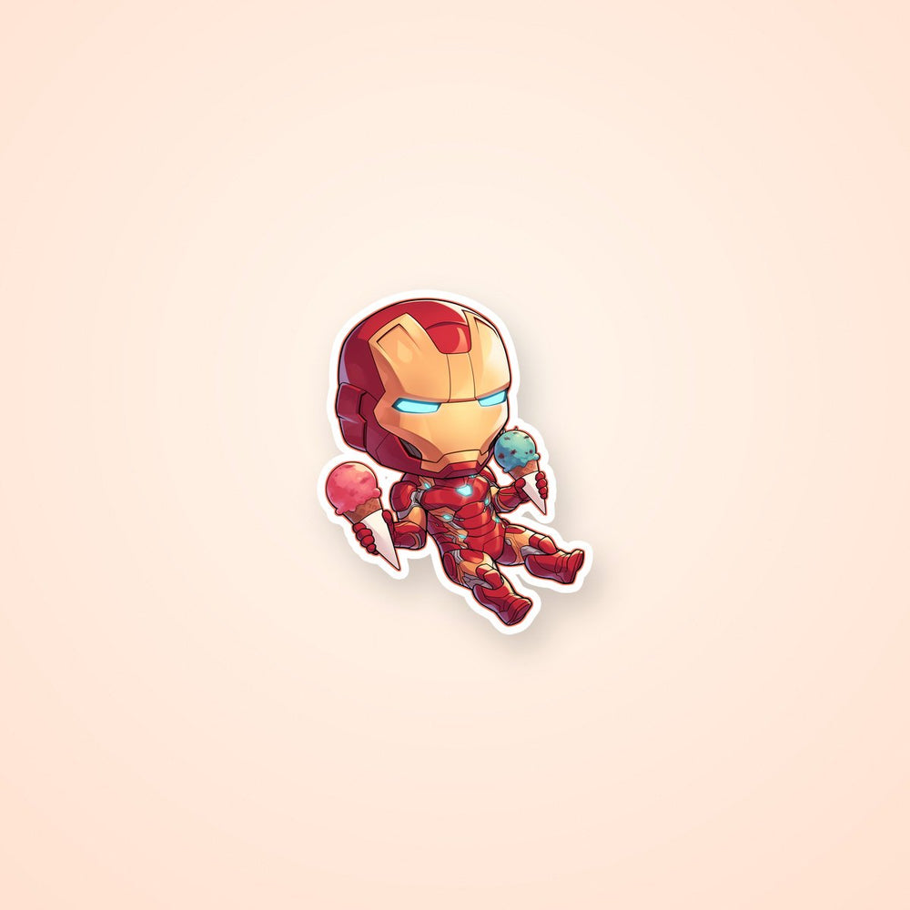 Chibi Iron Man Ice Cream Sticker