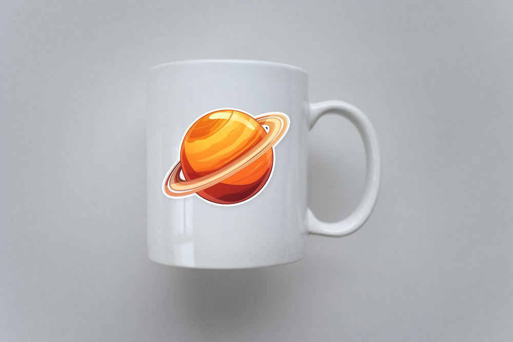 Saturn Orange Planet Space Sticker